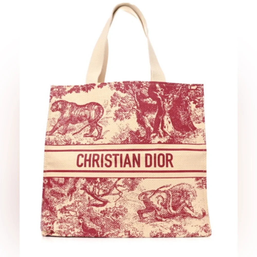 NWT CHRISTIAN DIOR Straw Dioriviera Tote Red ❤️
